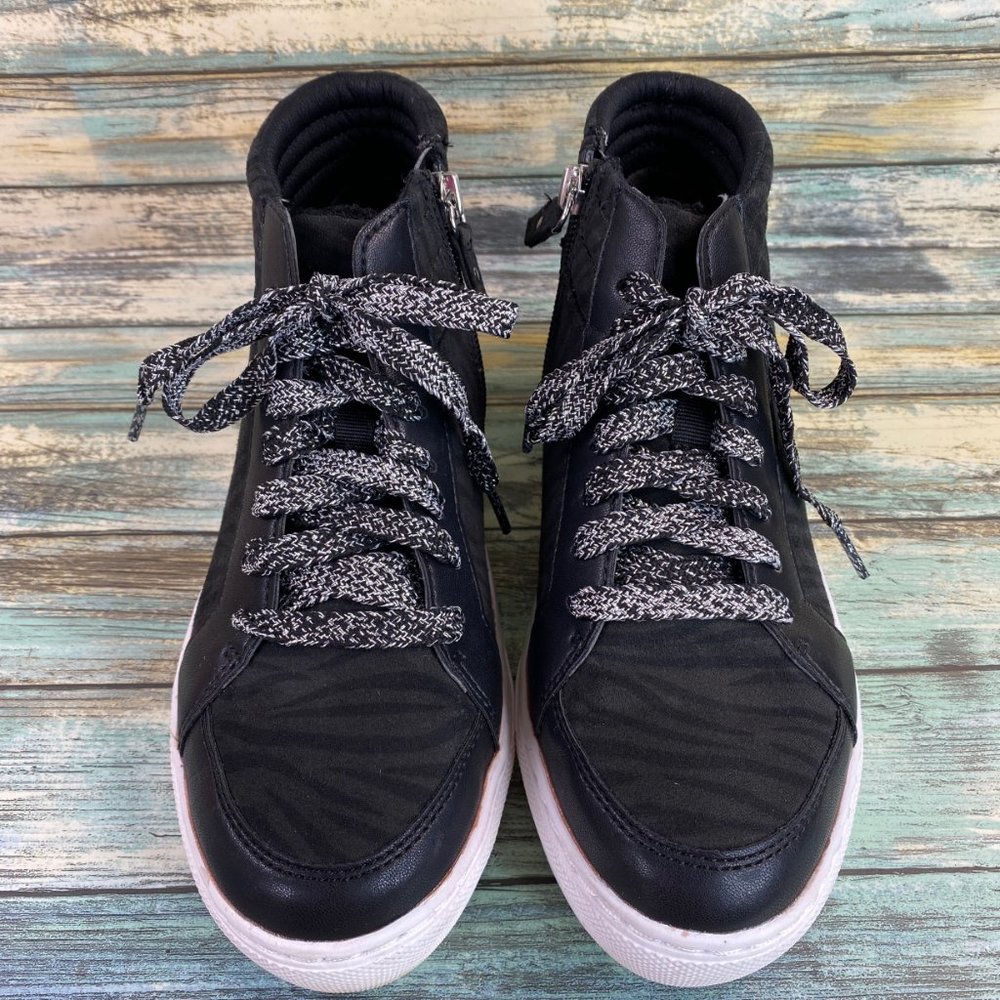 Dr Scholl's High Top Sneaker Womens 6m Black Zip Up Casual Shoes